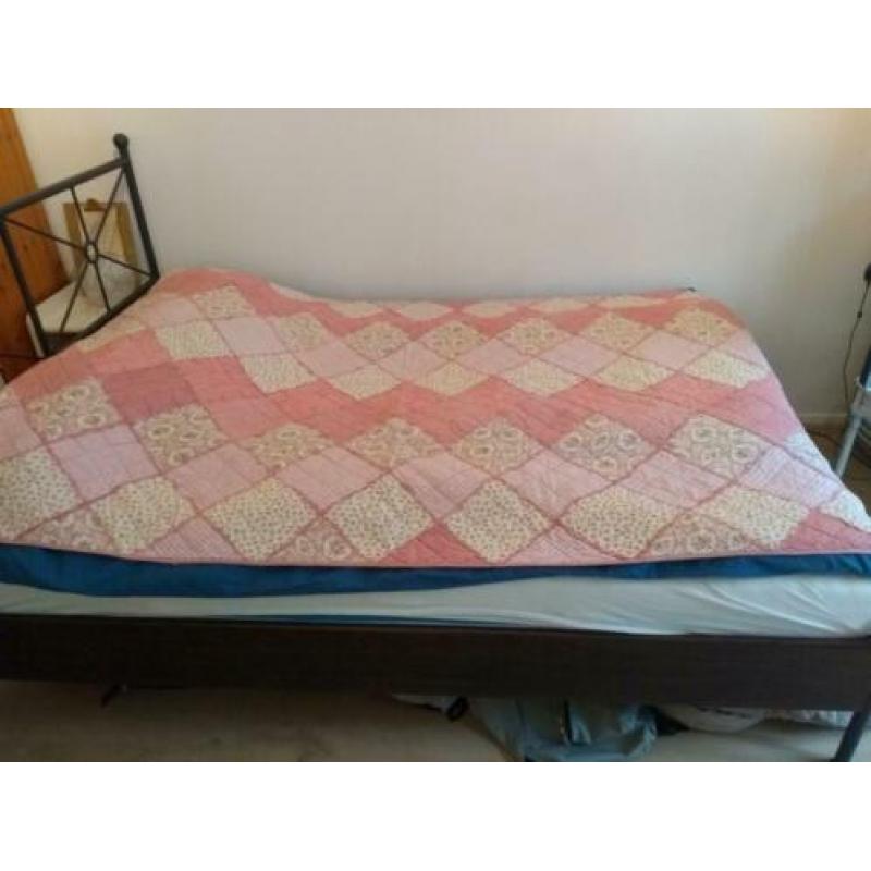 Roze patchwork quilt / sprei 140x240 cm