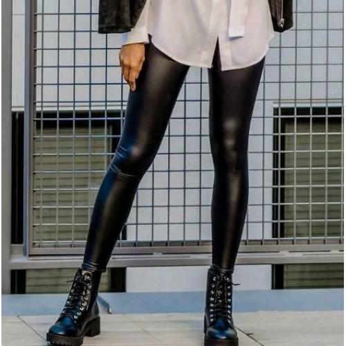 Nieuw leren leerlook glans zwart legging XS zara h&m mango