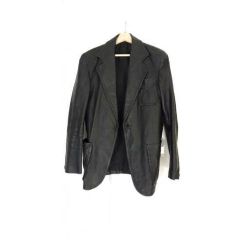 Leren colbert jack jas jacket, zwart mt 52 vintage slim fit