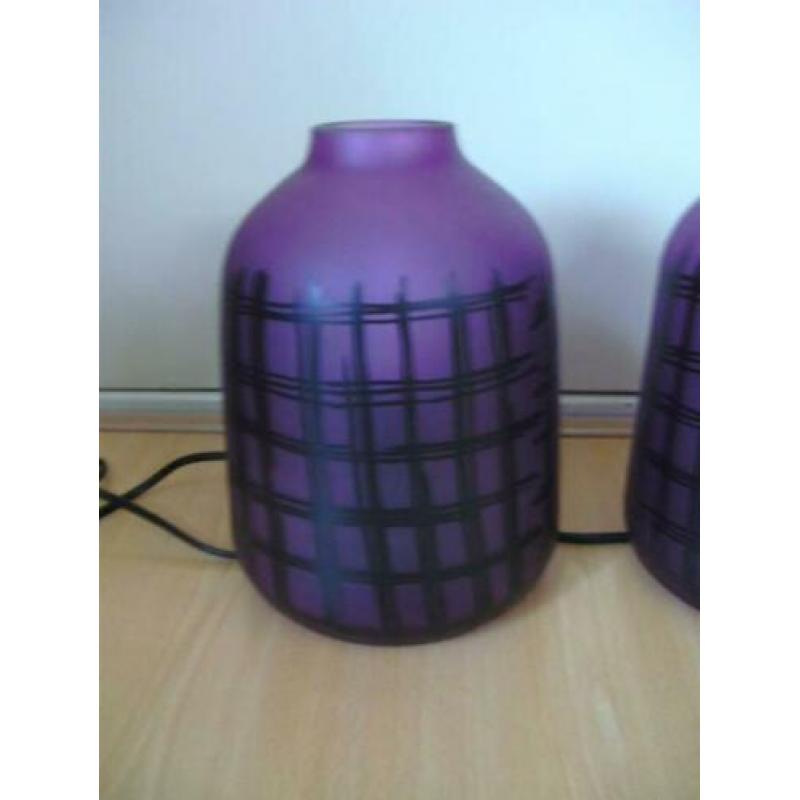 Tafellamp, schemerlamp, Ikea Koppar paars met zwart, 2 stuks