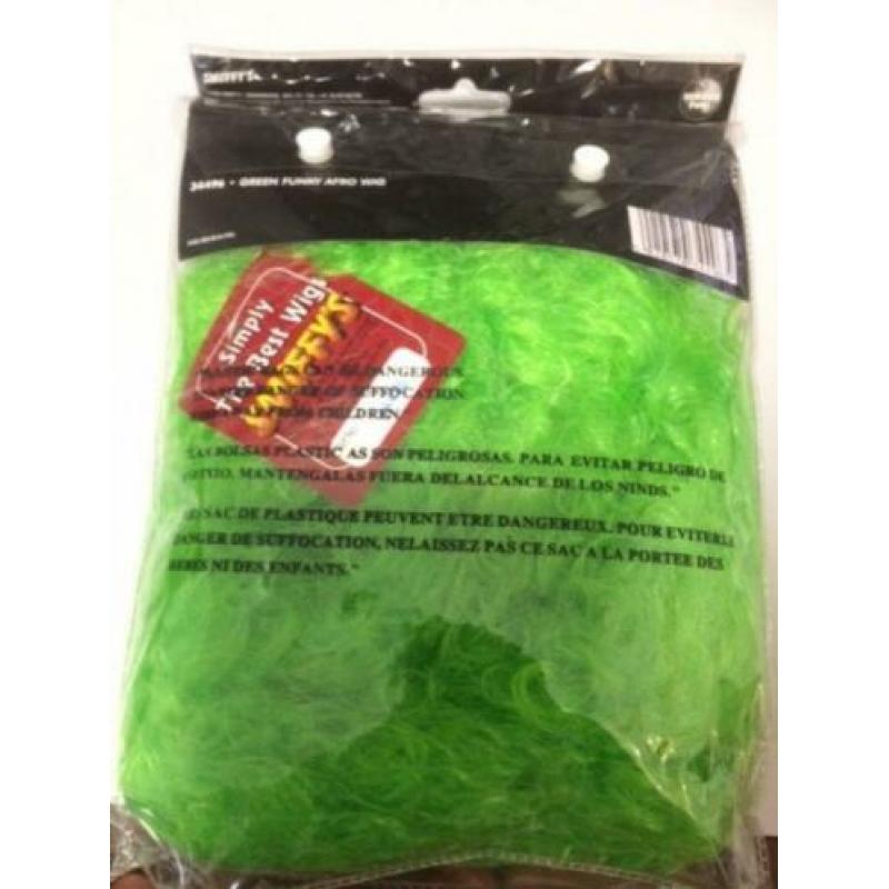 Afro/ Clown Pruik neon groen