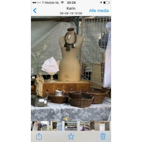 Brocante oude Franse torso - buste - paspop