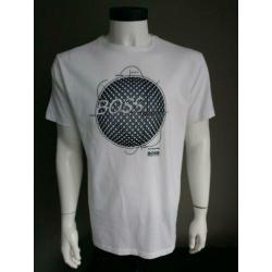 Hugo Boss shirt. Kleur Wit met opdruk. Maat XL.