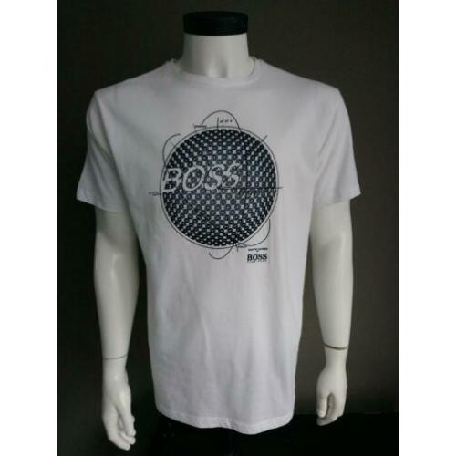 Hugo Boss shirt. Kleur Wit met opdruk. Maat XL.