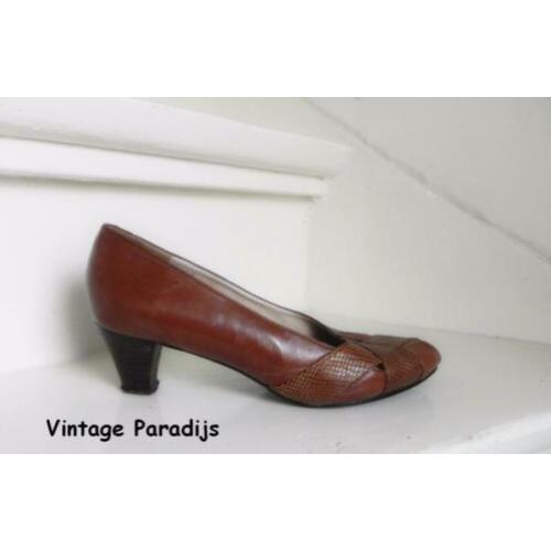 2139 VINTAGE Flip peeptoe cognac pumps 37 38