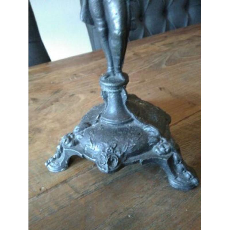 Oude brocante mooi verouderde kandelaar koper/tin *Etage3*