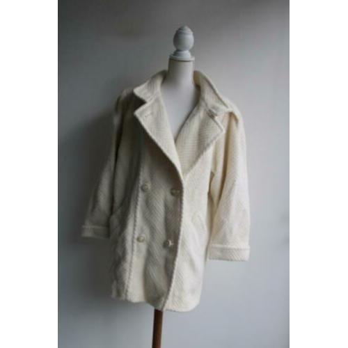 Vintage wollen jas wol lang kort retro seventies maat 40 42