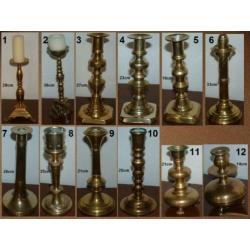 Aantal oude bronzen / koperen kandelaars