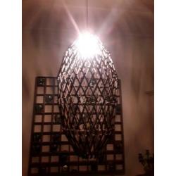 Unieke aparte verstelbare vervormbare vintage houten lamp