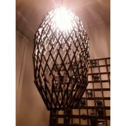 Unieke aparte verstelbare vervormbare vintage houten lamp