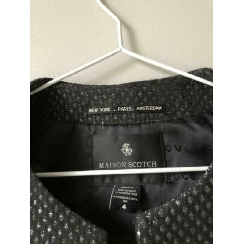 Korte zwarte blazer met glitter scotch & soda: maat 4