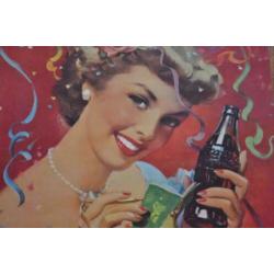 Oude Coca Cola Poster. Kalender Januari, Februari 1951
