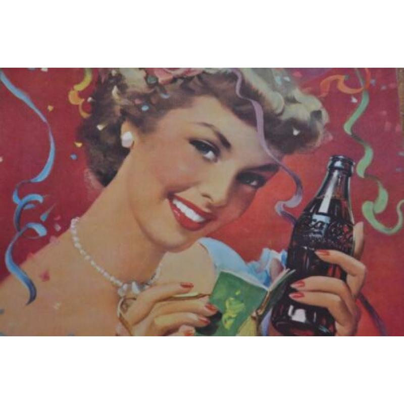 Oude Coca Cola Poster. Kalender Januari, Februari 1951