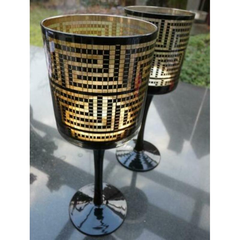2 kaarsenhouder kandelaar zwart goud Scandinavian design