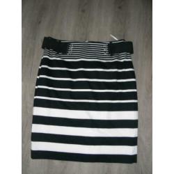SIR OLIVER mt 36 blauw/wit gestreepte rok/skirt/kokerrok