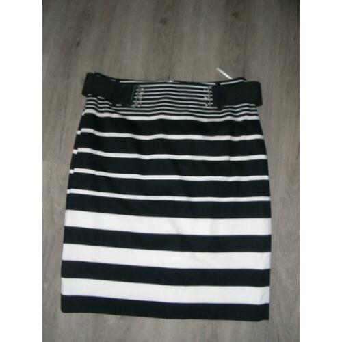 SIR OLIVER mt 36 blauw/wit gestreepte rok/skirt/kokerrok
