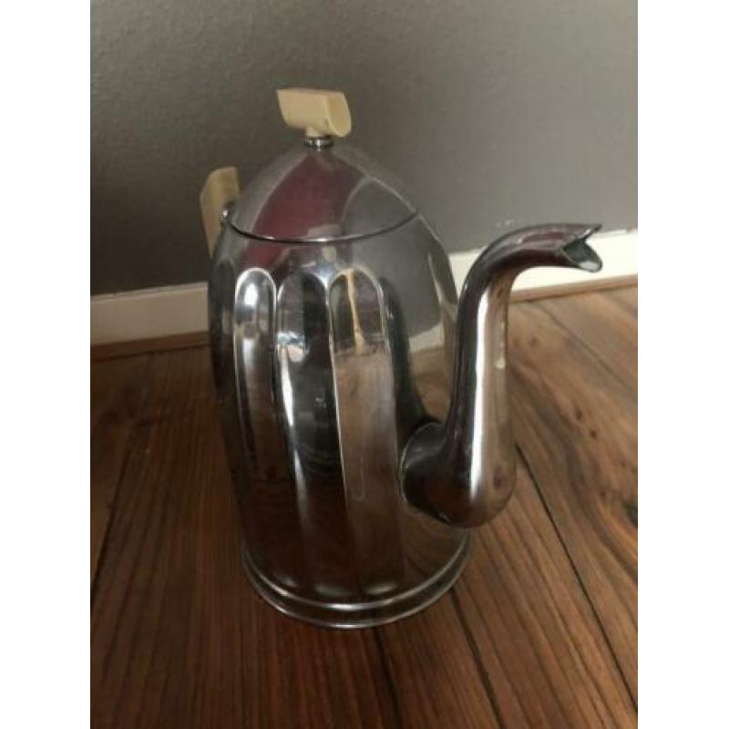Mooie verchroomd koperen koffie en thee set