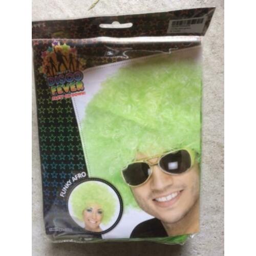 Afro/ Clown Pruik neon groen