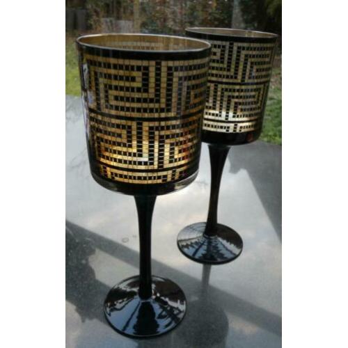 2 kaarsenhouder kandelaar zwart goud Scandinavian design