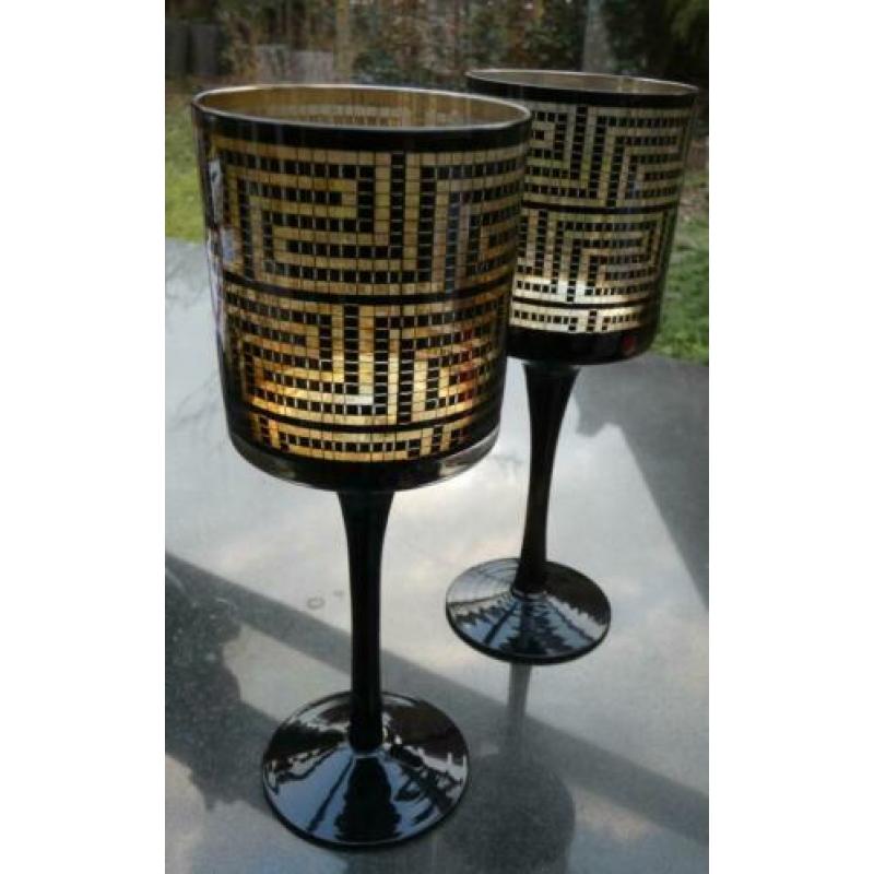 2 kaarsenhouder kandelaar zwart goud Scandinavian design