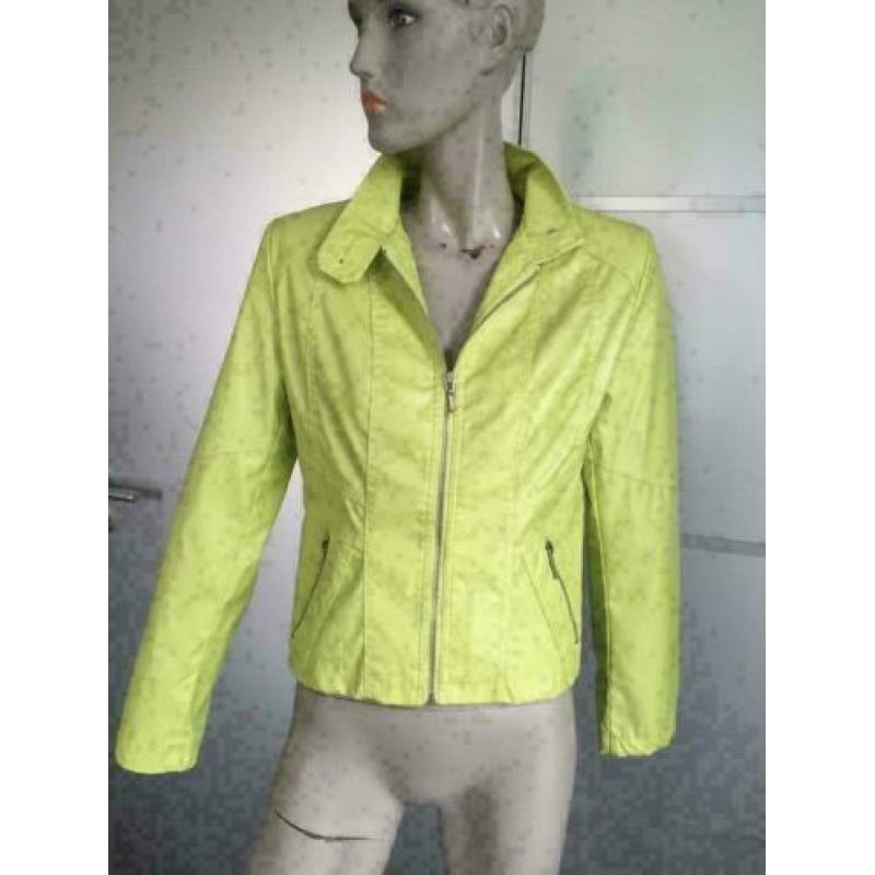 316 Chic&Jeune Maat 36=S geel/groen jas zomer jack regenjas