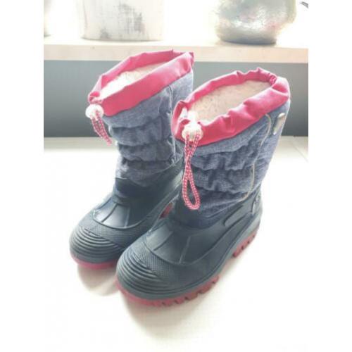 Mooie meisjes snowboots blauw met roze