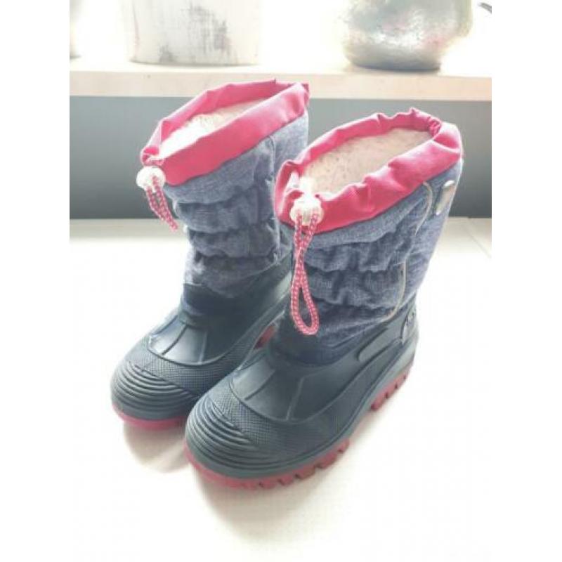 Mooie meisjes snowboots blauw met roze