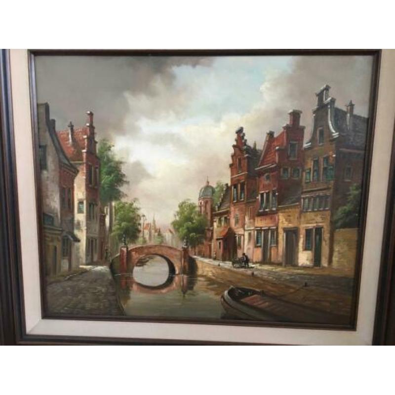 Olieverf op doek: stadsgezicht