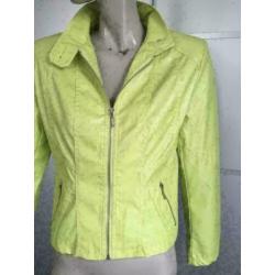 316 Chic&Jeune Maat 36=S geel/groen jas zomer jack regenjas