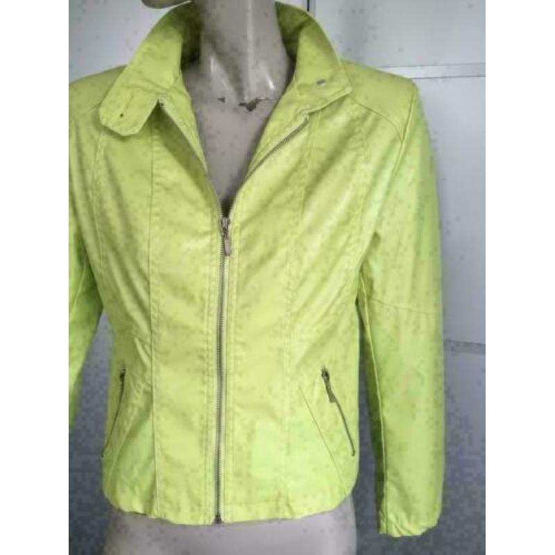 316 Chic&Jeune Maat 36=S geel/groen jas zomer jack regenjas