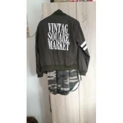 Nieuwe bomber jas en camouflage truitje mt m/s
