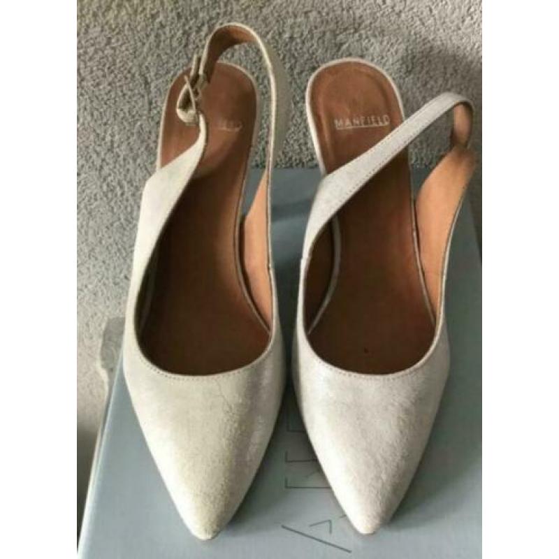Manfield witte dames pump open maat 37
