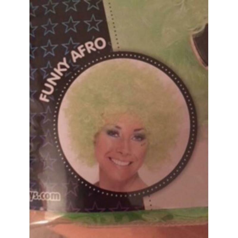 Afro/ Clown Pruik neon groen