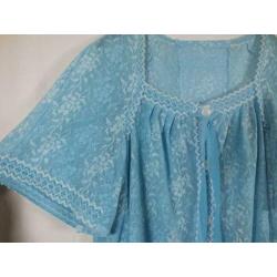 Blauw-witte jaren 60 kanten blouse.Mt XL
