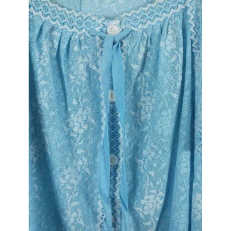 Blauw-witte jaren 60 kanten blouse.Mt XL