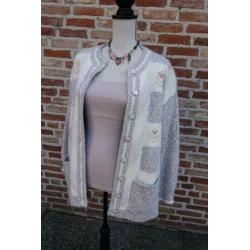gekleed halflang bruin wit wollen vest - Blanch Rose - mt XL