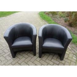 2 mooie donkerblauwe club fauteuils / clubfauteuils
