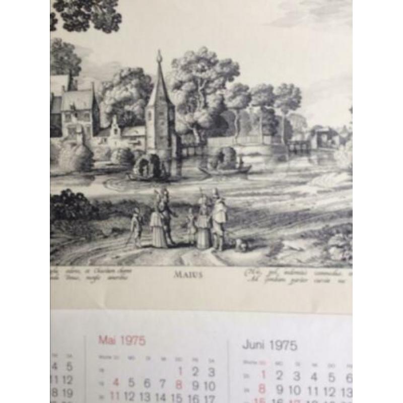 Kalender 1975 met 12 kopergravures van Jan van de Velde
