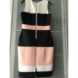 Nieuwe jurk wit/zwart/rose l