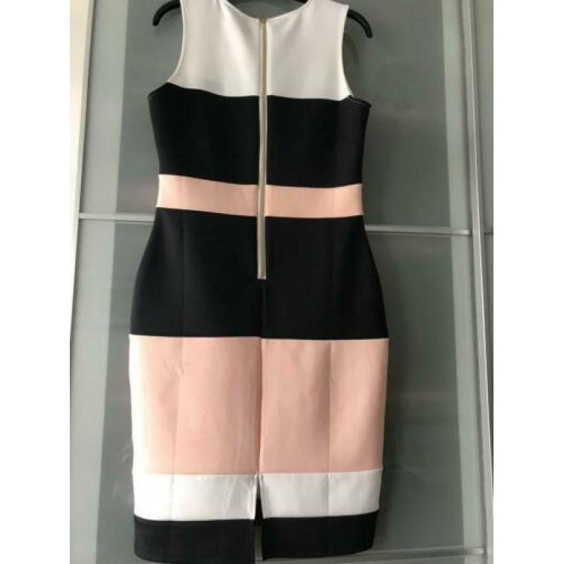 Nieuwe jurk wit/zwart/rose l