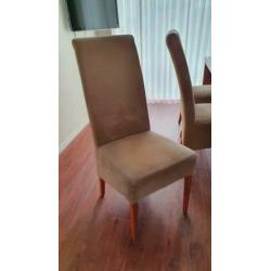 Robuuste massief Eikenhouten eettafel met 6 eetkamer stoelen
