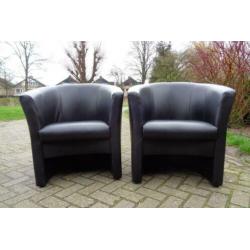 2 mooie donkerblauwe club fauteuils / clubfauteuils
