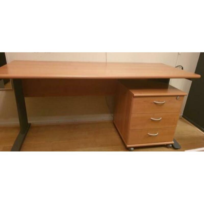 Bureau met ladeblok 160x60x75