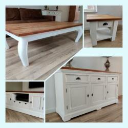 Landelijk dressoir + tv kast + tafel + bijzettafel in goede