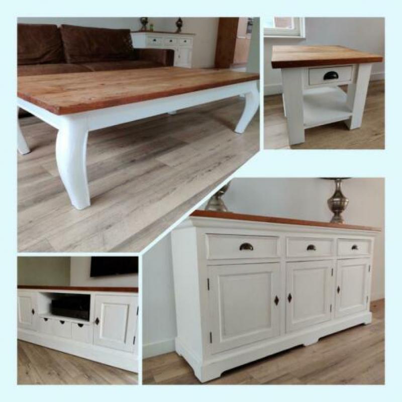 Landelijk dressoir + tv kast + tafel + bijzettafel in goede