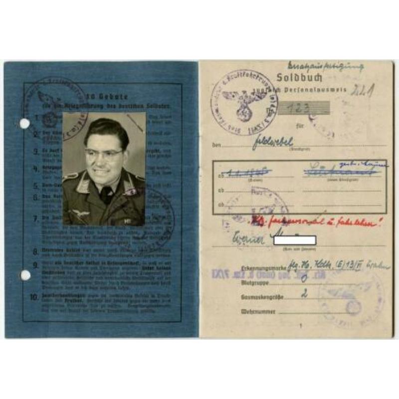 Soldbuch Luftwaffe Oorkonde KVK2 Oostfront Strafdienst