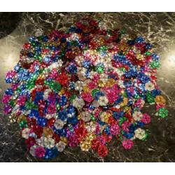 grote zak gekleurde metallic bloemen voor scrapbooking 30 mm