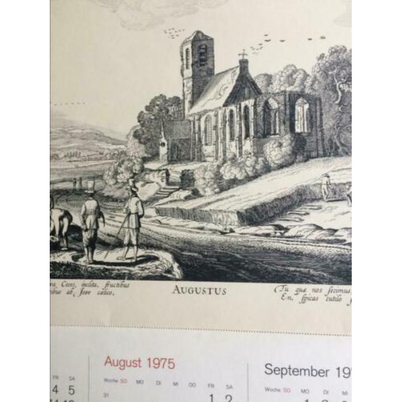Kalender 1975 met 12 kopergravures van Jan van de Velde