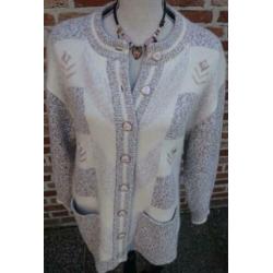 gekleed halflang bruin wit wollen vest - Blanch Rose - mt XL