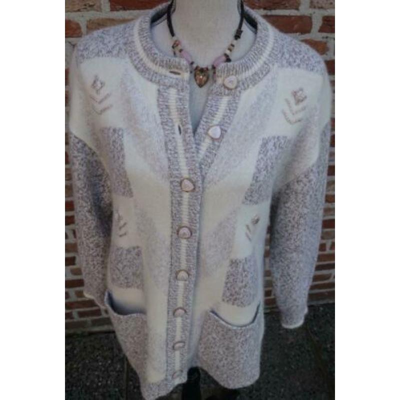 gekleed halflang bruin wit wollen vest - Blanch Rose - mt XL